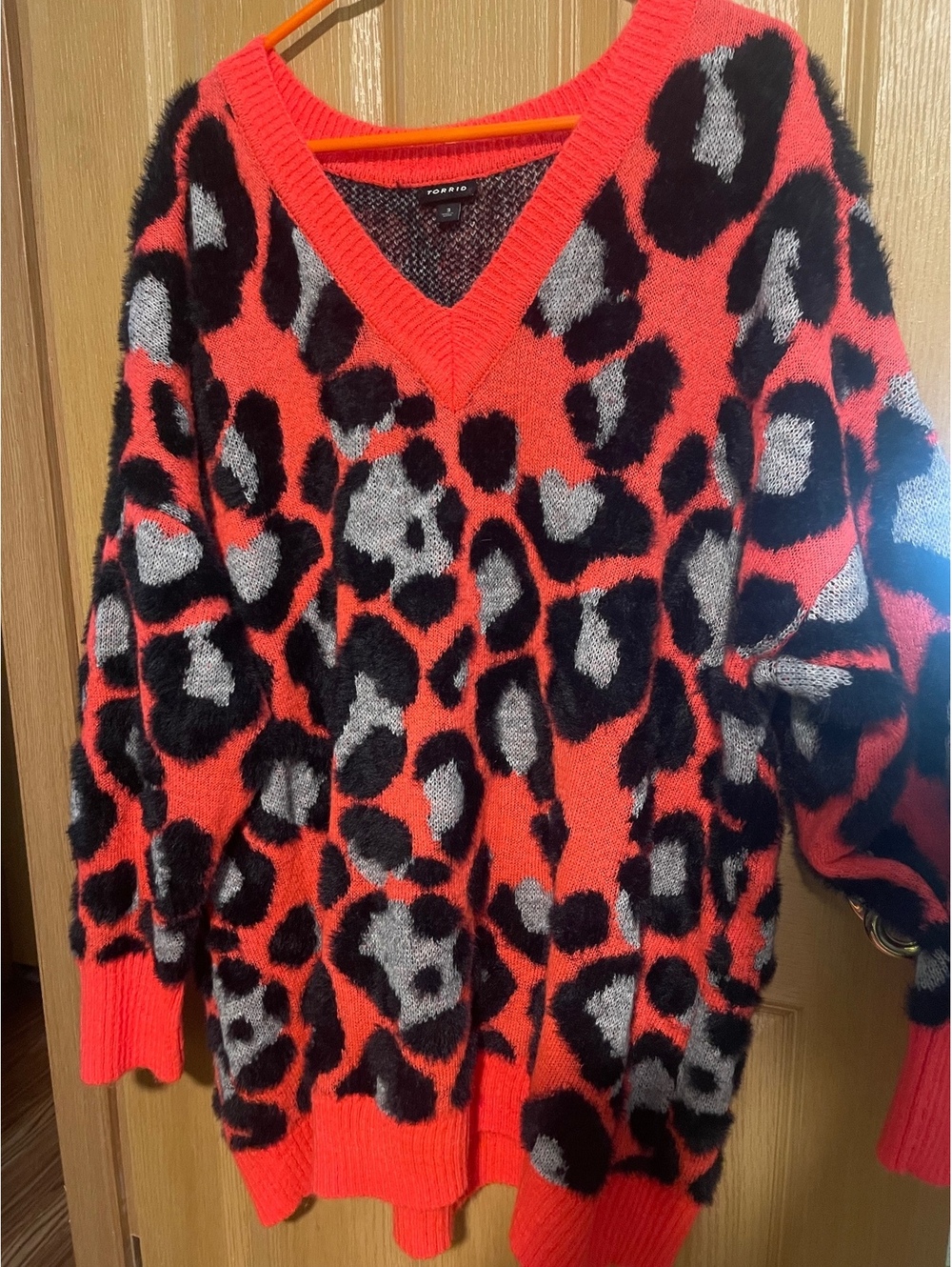 Torrid neon pink cheetah fuzzy sweatshirt